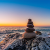 Zen stacked stones at the beach